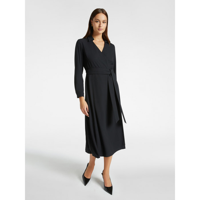 Elena Mirò - Wrap dress con fusciacca - Nero