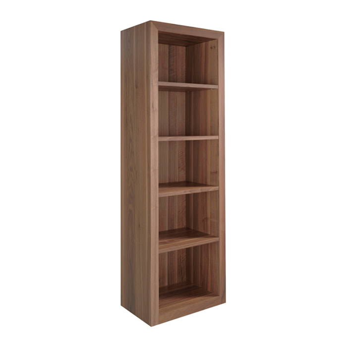 Estantería librería en madera chapada de nogal 65x40x200cm