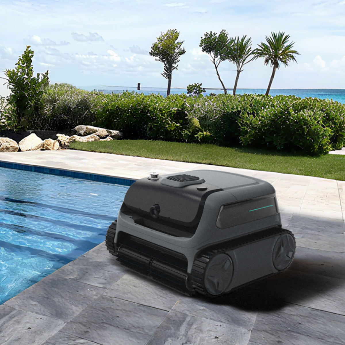 Bestway Robot piscine sans fil Atlas Vision nettoyage fond parois et ligne d'eau 200m² max