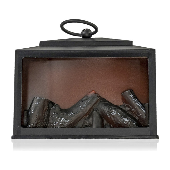 DAM  Lanterna LED in plastica con effetto camino 17,5x9x20cm. Colore nero