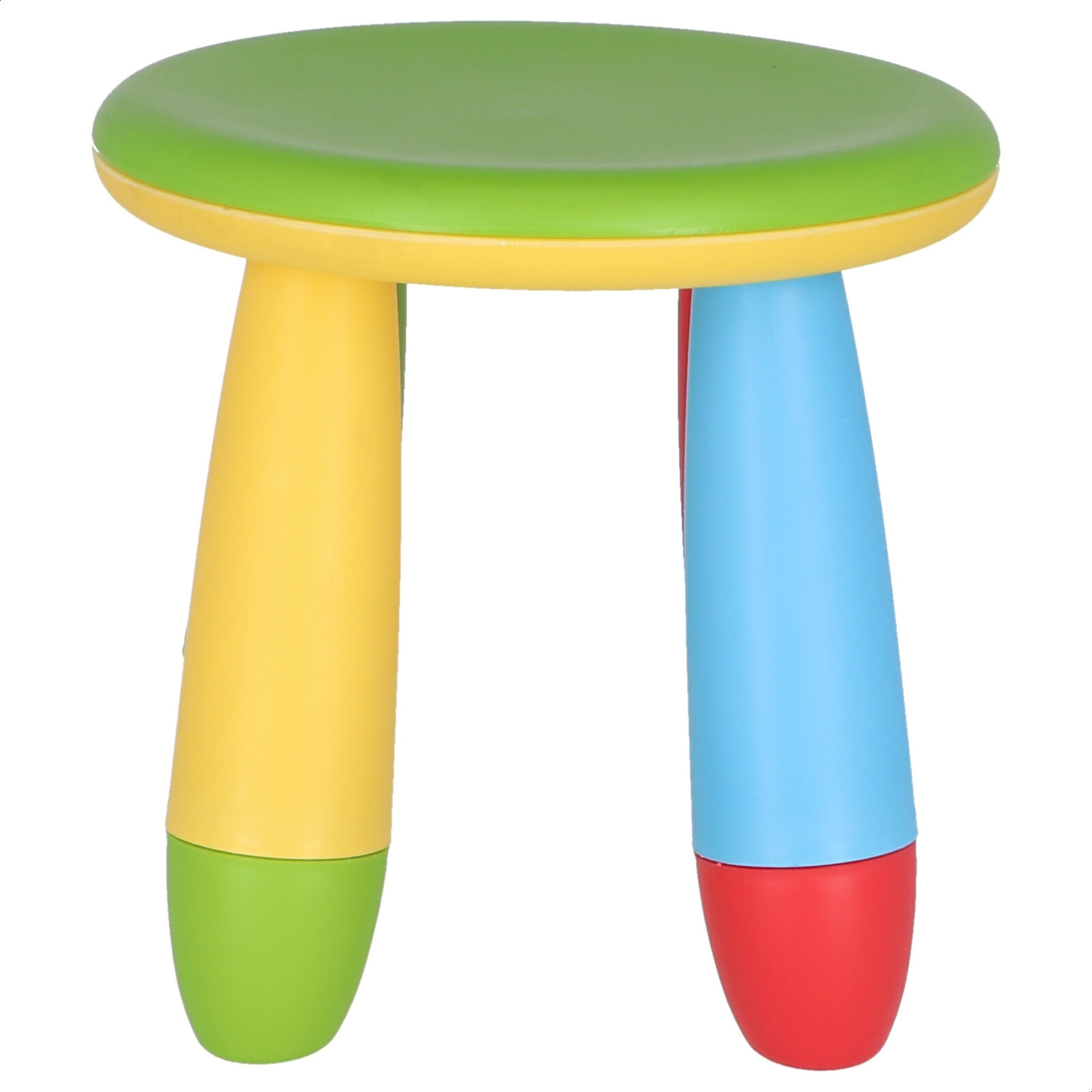 Taburete infantil verde en plástico fuerte y resistente, diá:30 cm x h:26 cm