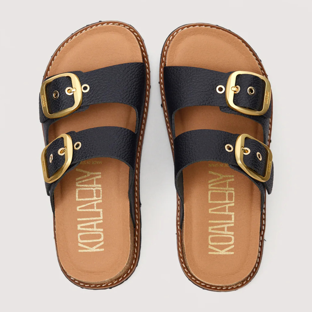 Sandalia Bio Piel Negro con Cuña - Sintran