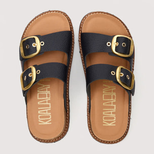 Sandalia Bio Piel Negro con Cuña - Sintran