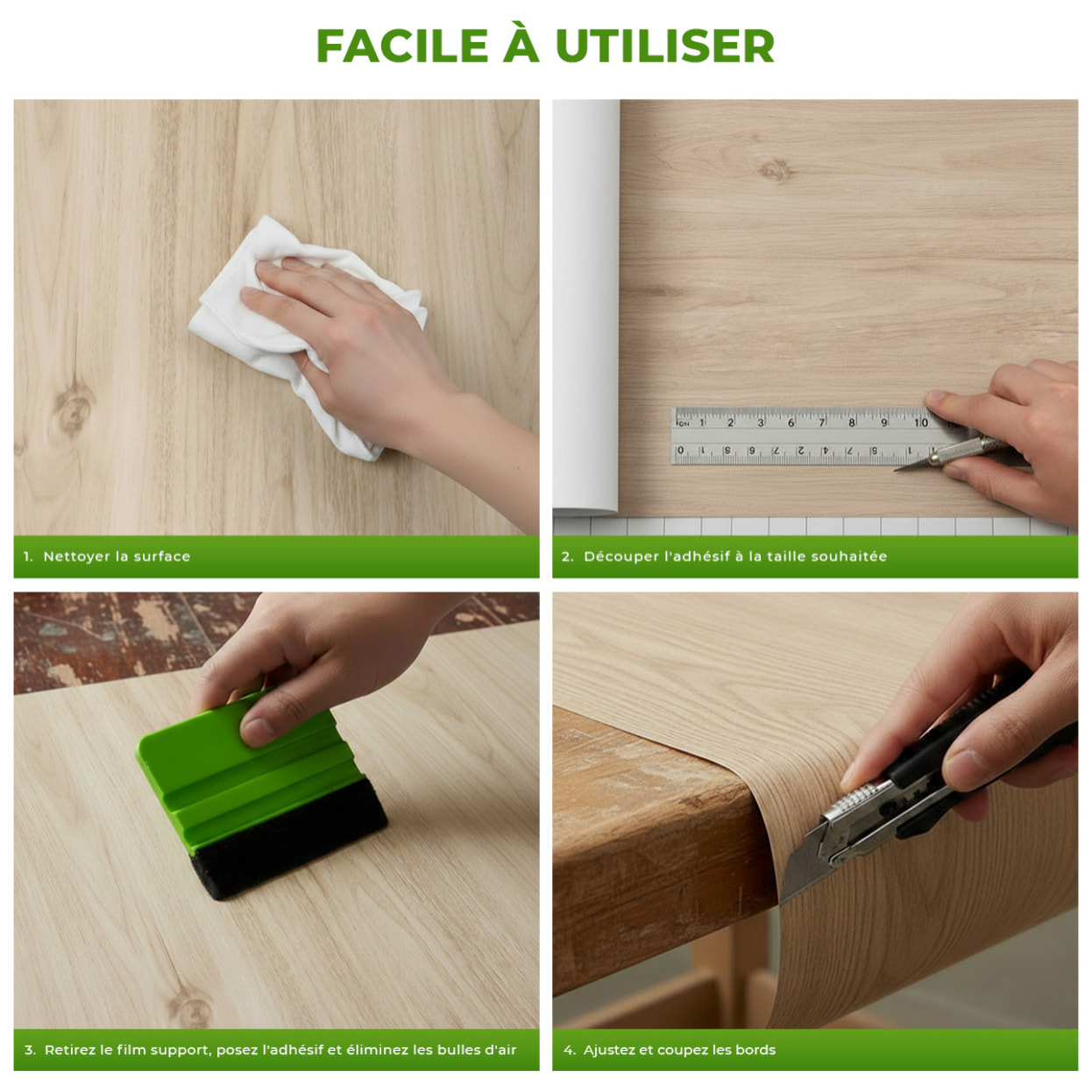 Rouleau adhésif bois chêne clair au mètre - Autocollants Revêtement Adhésif Cuisine Meubles Salle de bain