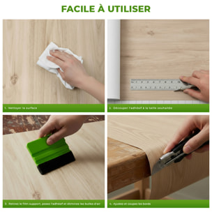 Rouleau adhésif bois chêne clair au mètre - Autocollants Revêtement Adhésif Cuisine Meubles Salle de bain