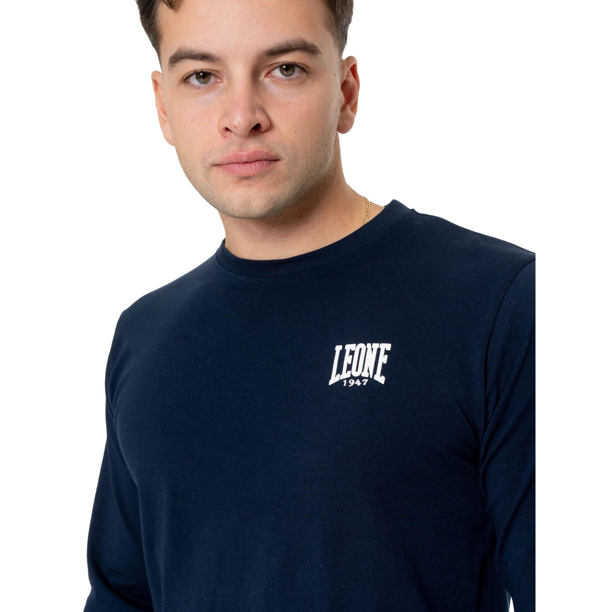 Camiseta de algodón elástico de manga larga con logo grande "Basic" para hombre