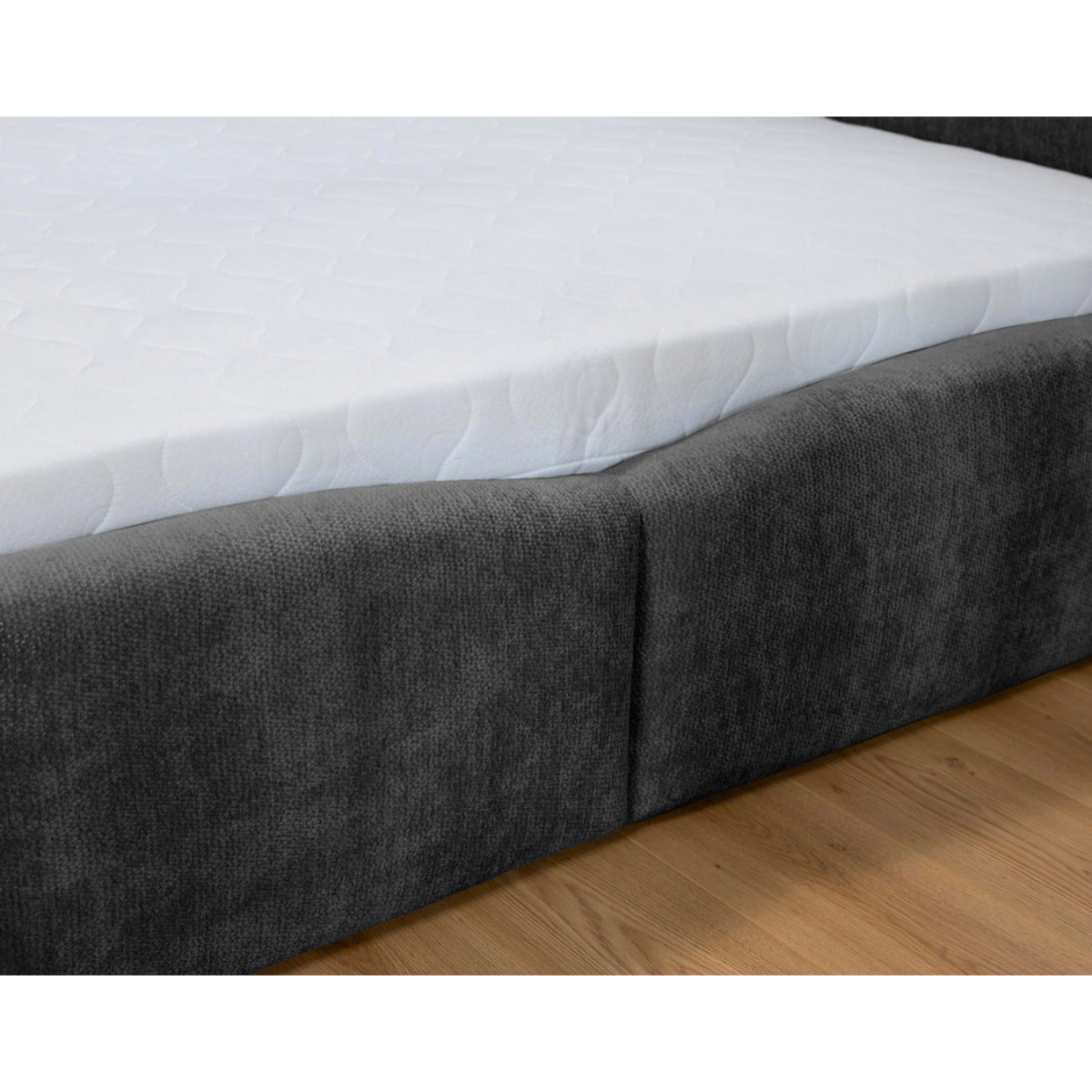 Carla - lit coffre - 140x200 cm - velours texturé - sommier inclus - Gris Anthracite