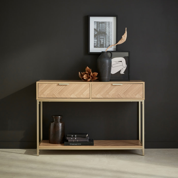 Console. Budapest. deux tiroirs. une étagère. L 110 x l 35 x H 75cm
