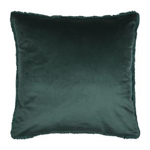 Coussin carré fausse fourrure avec recto velours - Vert emeraude