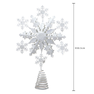 Puntale Fiocco Neve - Pezzi 1 - Colore Bianco - 20x30,5Hx6,35cm - Bianchi Dino