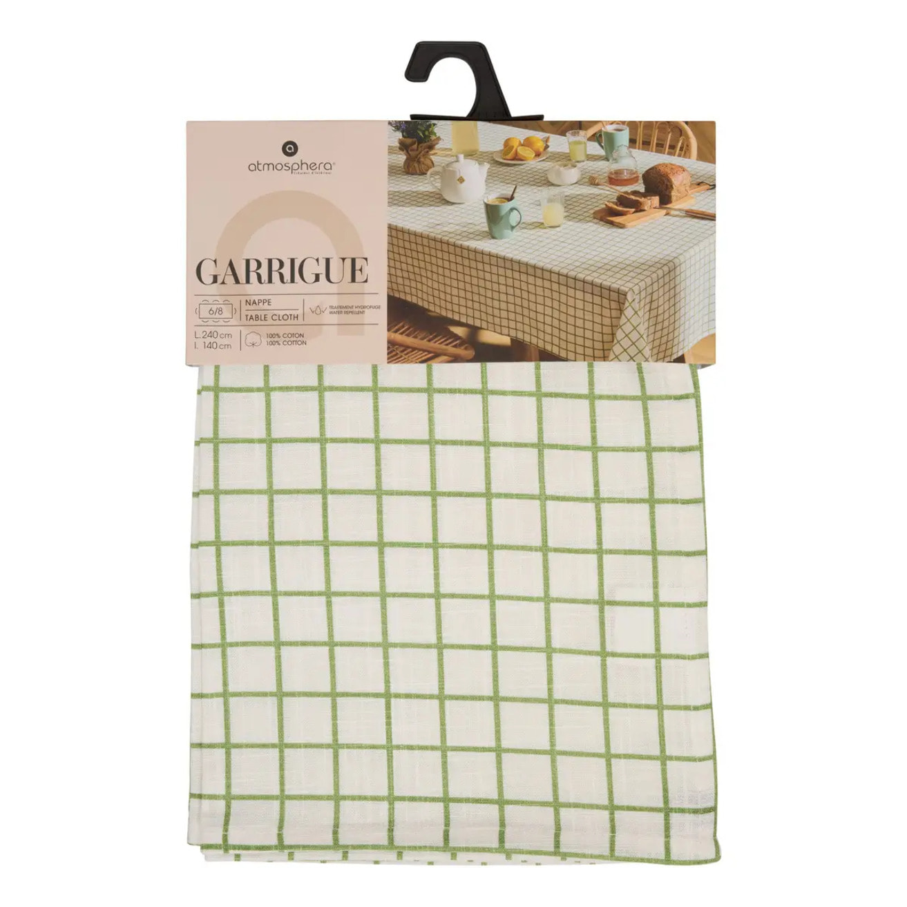 Nappe rectangulaire Garrigue 240x140cm coton blanc