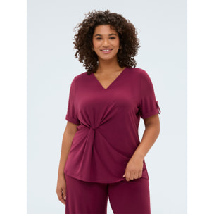 Fiorella Rubino - Camiseta de jersey con drapeado - Burgundy