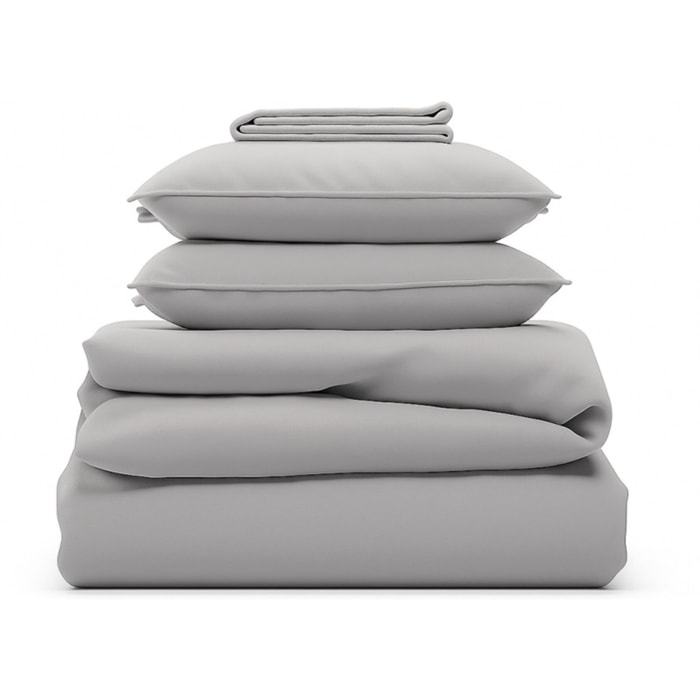 Parure de lit unie - taie 60x60 cm | 100 % polyester | Gris perle | Douce et respirante