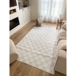 GARDEN - Tapis d'intérieur / extérieur à motif damier blanc