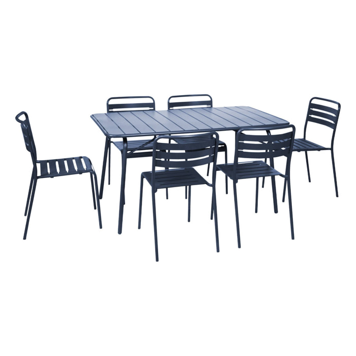 Table de jardin pliante métal + 6 assises AMÉLIA