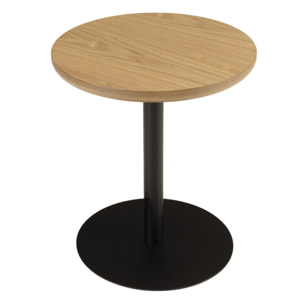 AGATHE - Table d'appoint ronde en bois couleur naturelle pied noir D35cm