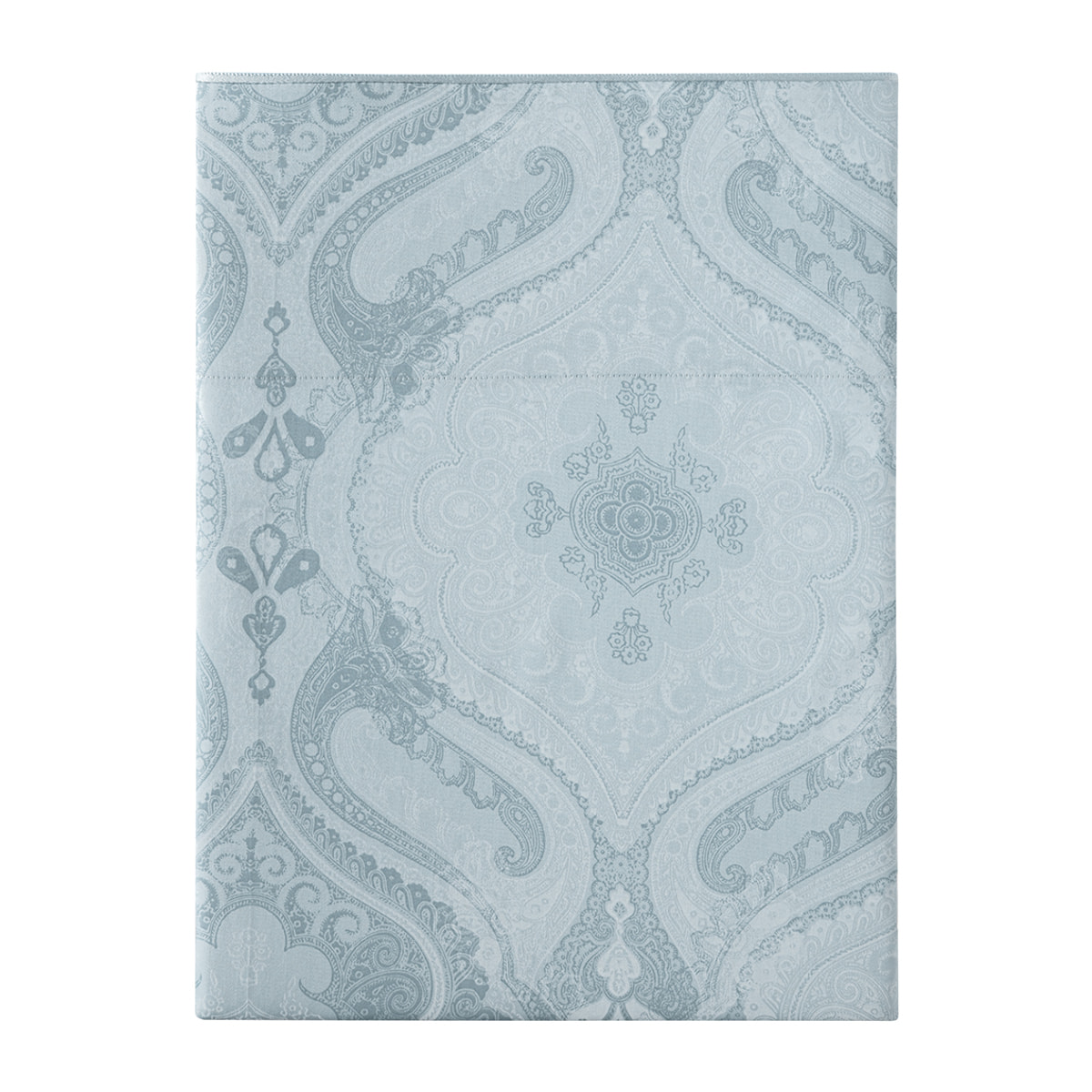 Drap plat imprimé en satin de coton bio, SHALIMAR, Bleu baltique