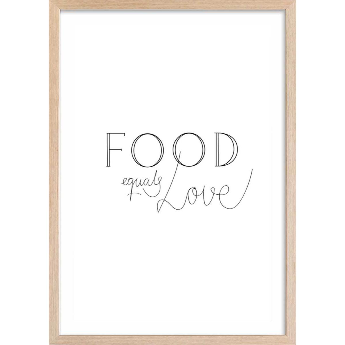 Affiche  food love Affiche + cadre en bois - Chêne
