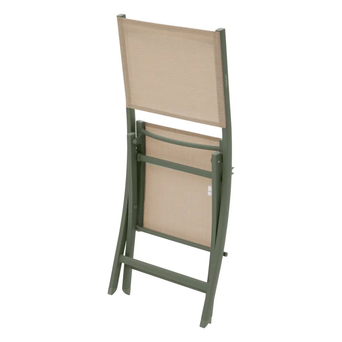 Lot de 4 chaises de jardin pliantes "Essentia" lin & vert laurier aluminium et texaline