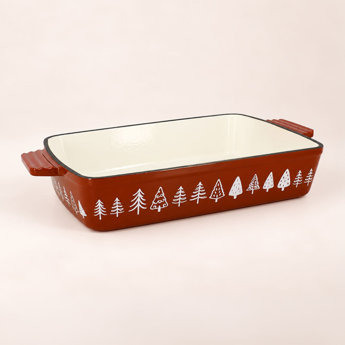 Plat à four 39,5x23,5cm en fonte avec décor brique  MONTAGNE