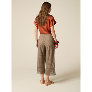 Oltre - Pantaloni cropped traforati - Verde militare
