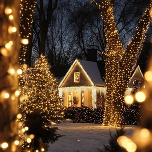 Guirnalda con 80 Luces LED Blanco cálido con Temporizador y cable transparente