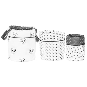 Lot de 3 panières en coton blanc