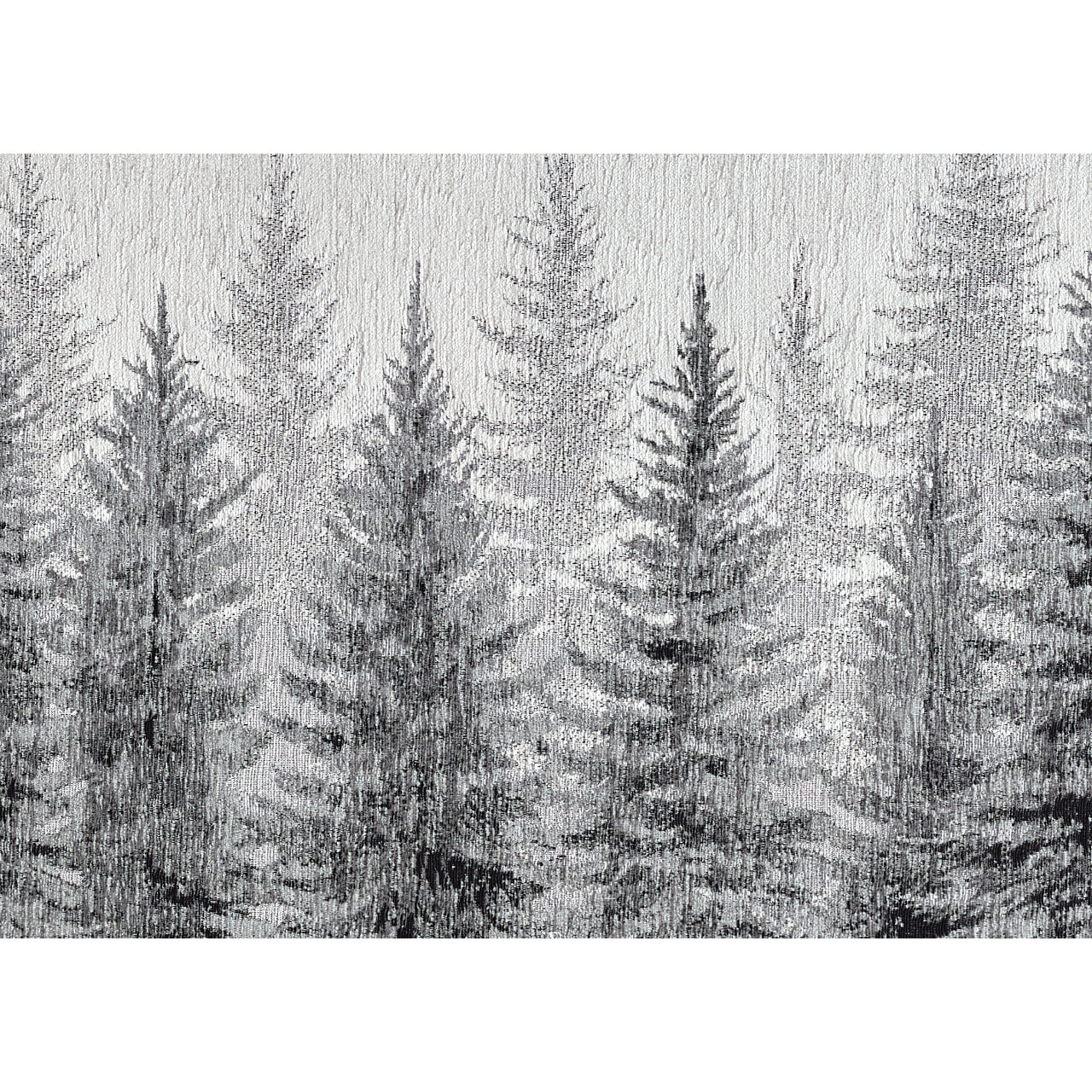 Tappeto Jacquard Ideale Cucina Ingresso Made In Italy Antiscivolo, Lavabile, Morbido Disegno Abeti Grigio By Suardi