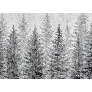 Tappeto Jacquard Ideale Cucina Ingresso Made In Italy Antiscivolo, Lavabile, Morbido Disegno Abeti Grigio By Suardi