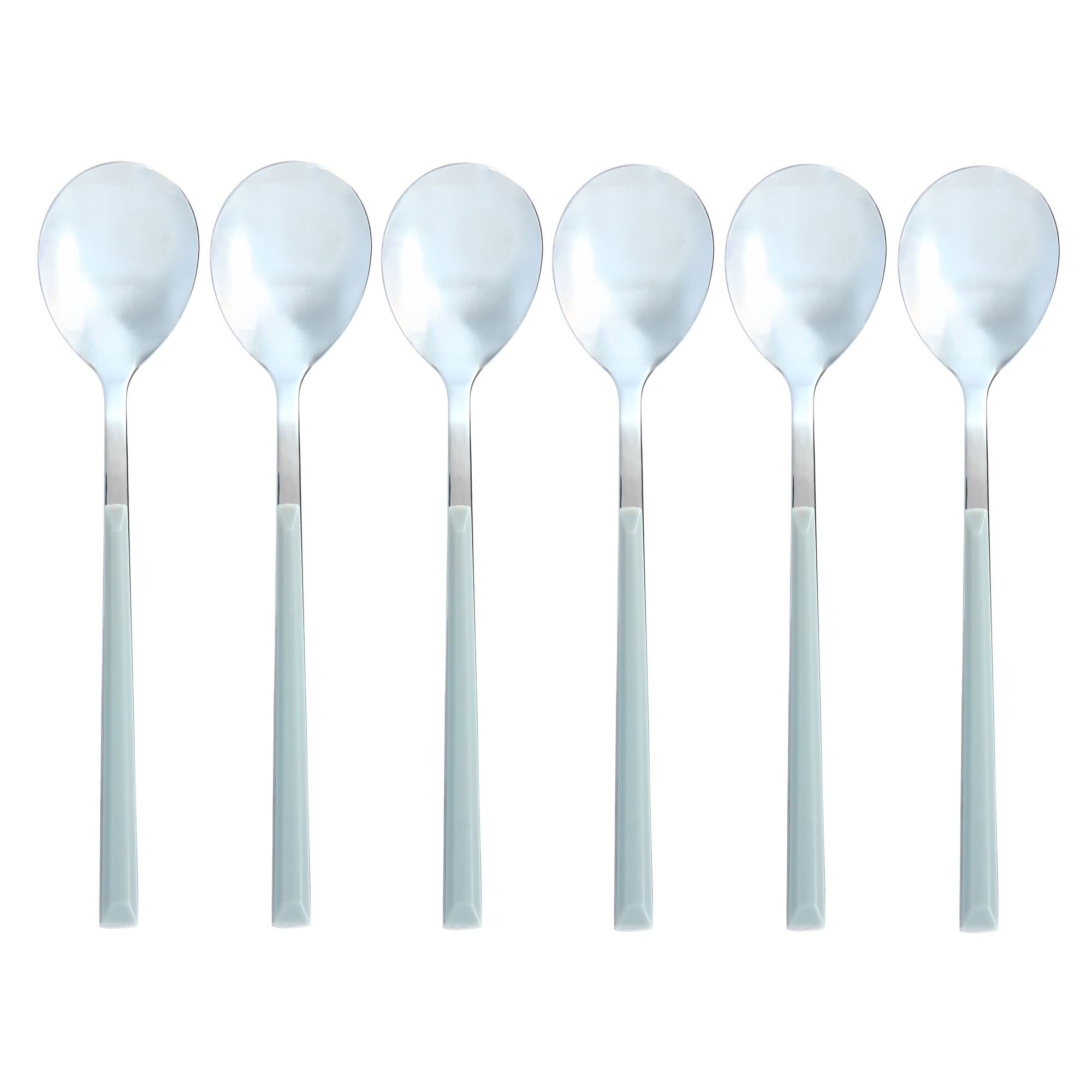 Lot de 6 cuillères de table grises en acier inoxydable  COLORAMA