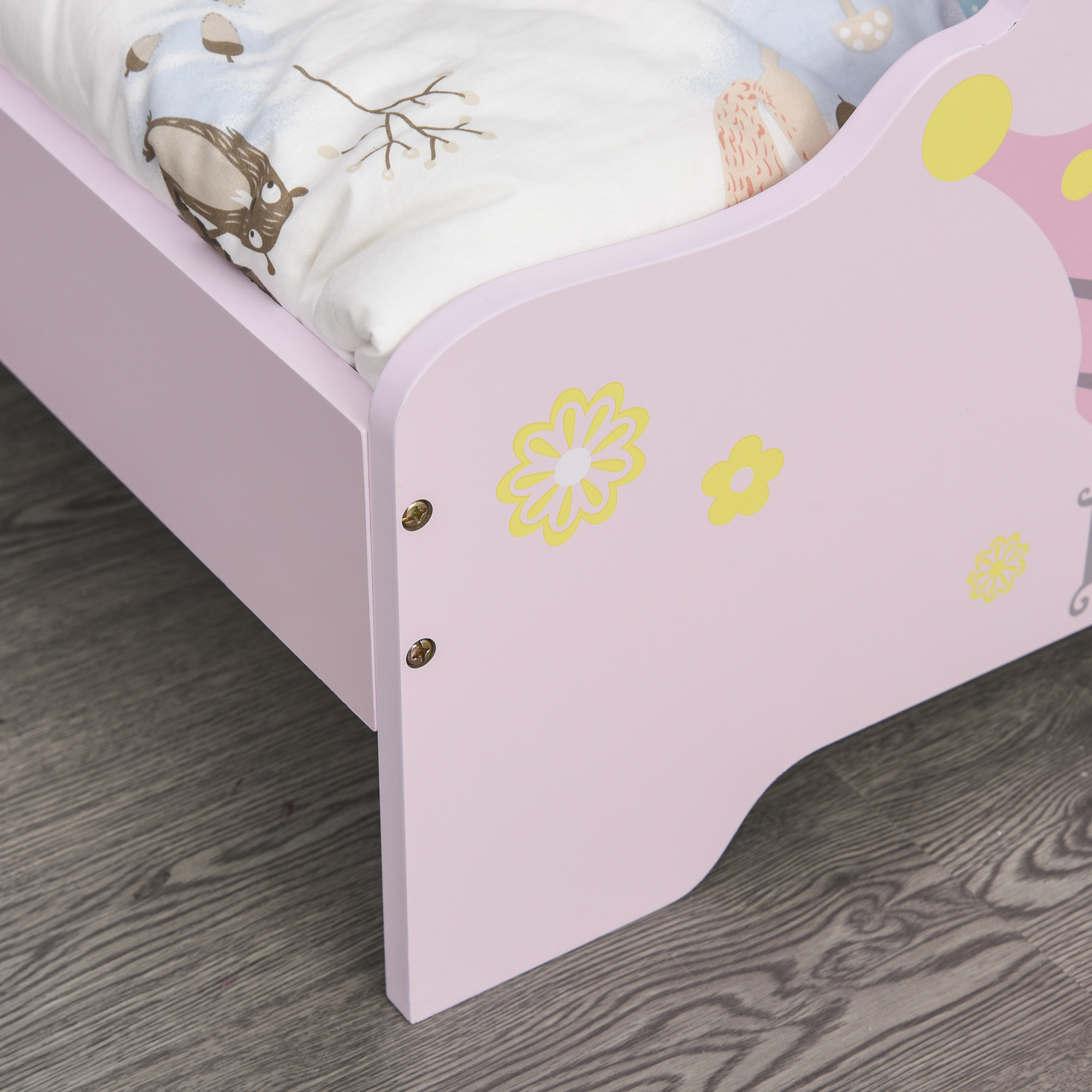 Lit enfant - lit d'enfant design princesse motif couronne - sommier à lattes inclus - MDF contre-plaqué rose