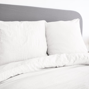 Parure housse de couette unie 100% microfibre lavée - avy - neige