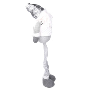 Babbo natale in tessuto bianco con gambe telescopiche grigio cm29x11h58/96