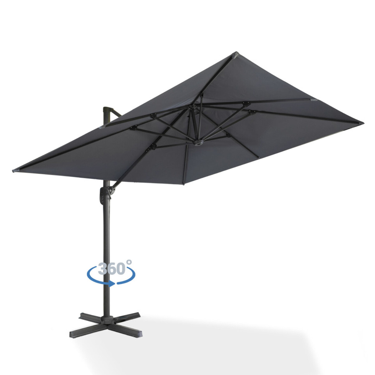 Parasol Sombra 360° carré avec housse de protection - Gris