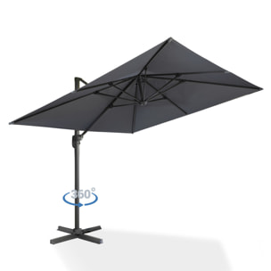 Parasol Sombra 360° carré avec housse de protection - Gris