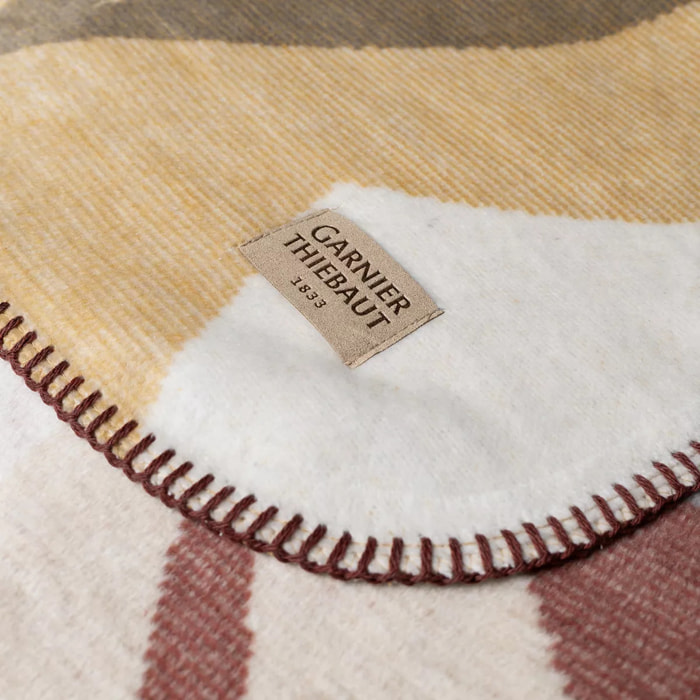 Plaid coton mélangé 415 g/m² motif jacquard beige bordeaux Versus terre