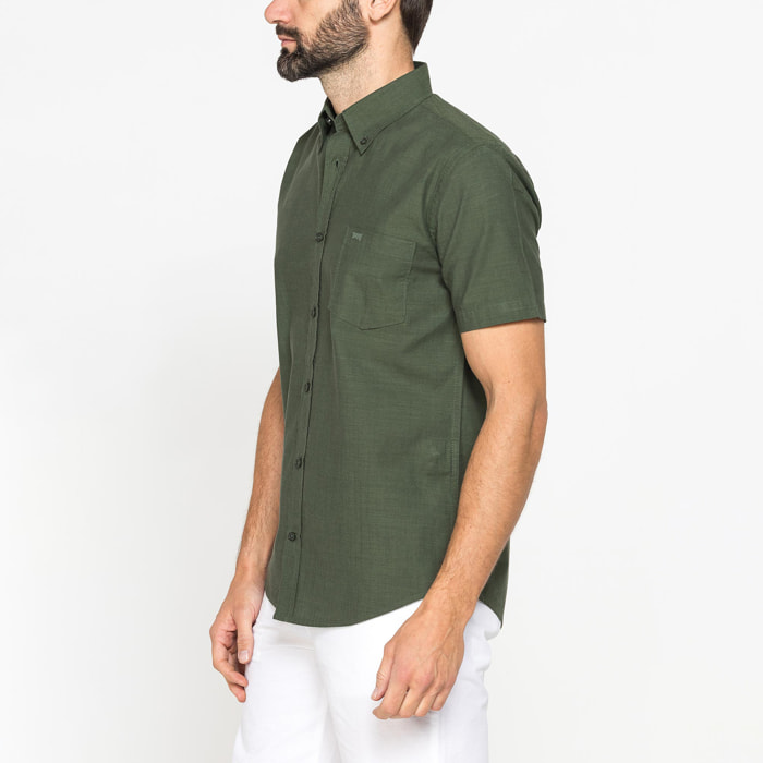 CAMICIA IN COTONE FIAMMATO EFFETTO LINO