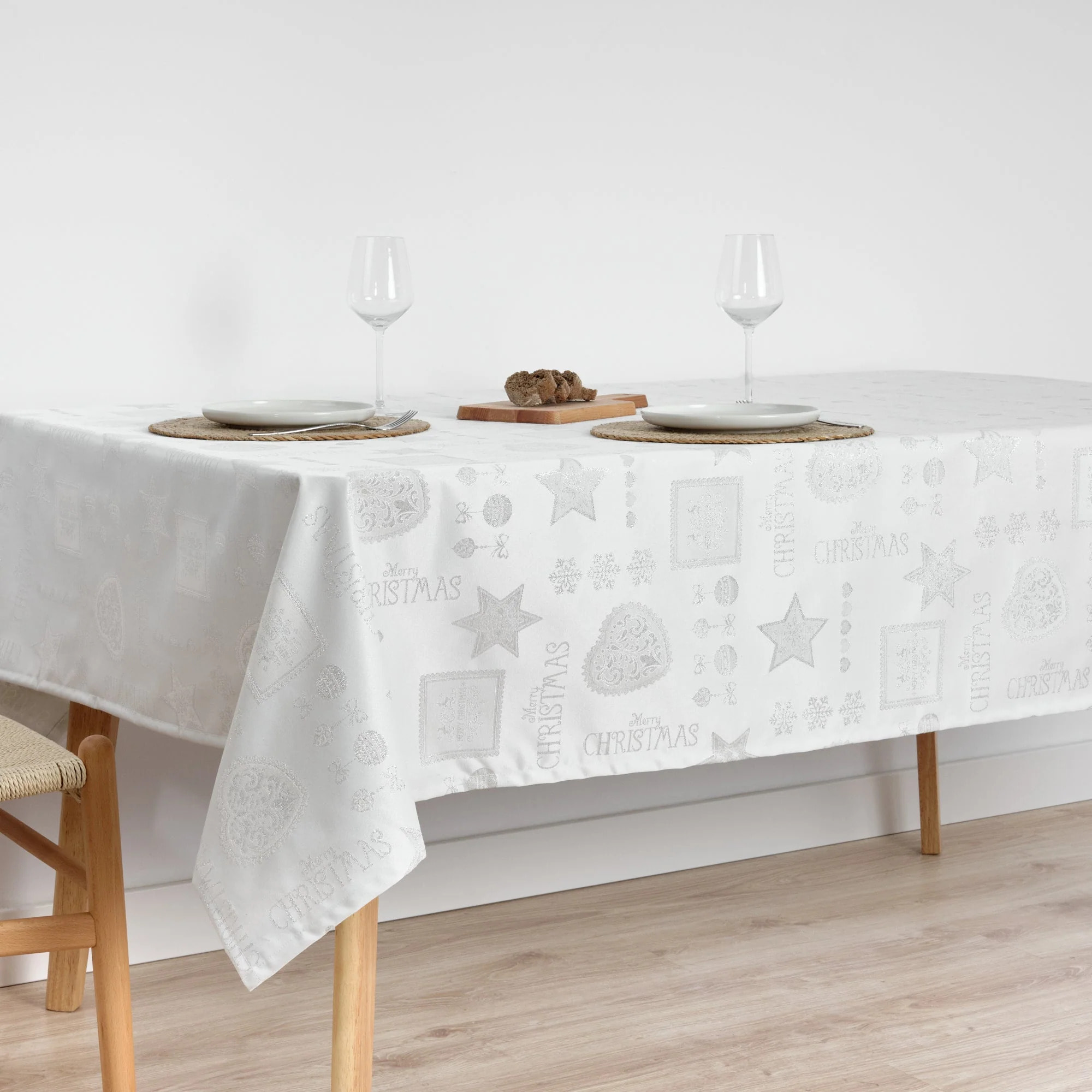 Nappe en tissu jacquard fil d'argent PSC4732A