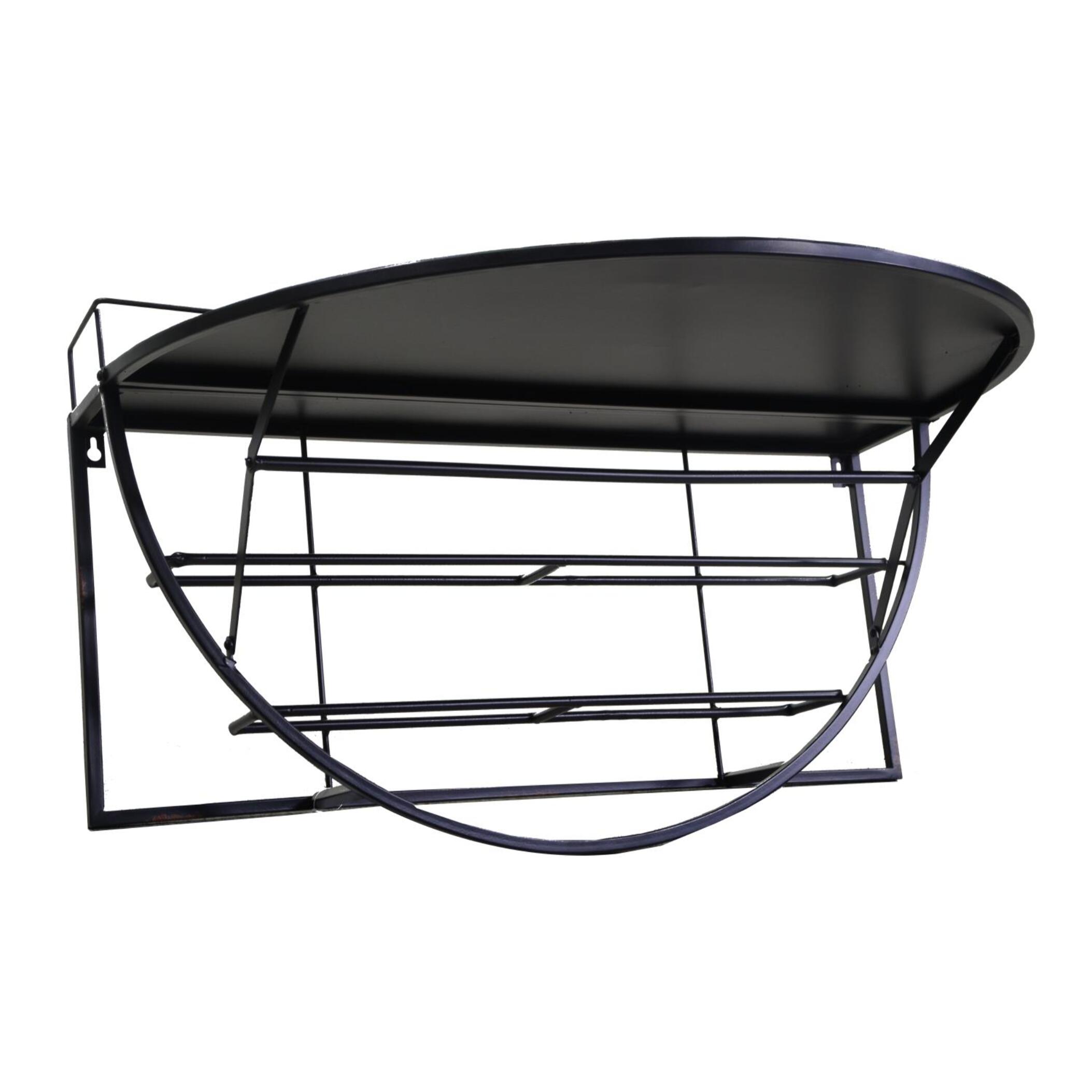 Tavolino in metallo da muro con mensola nero cm70x47h40