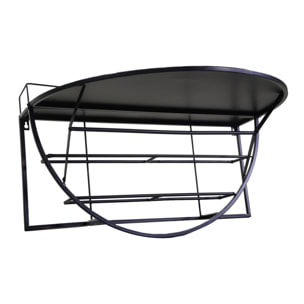 Tavolino in metallo da muro con mensola nero cm70x47h40