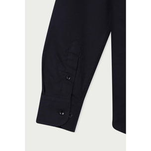 Camicia Uomo 1 Bottone Francese Slim Cotone Unito Nero