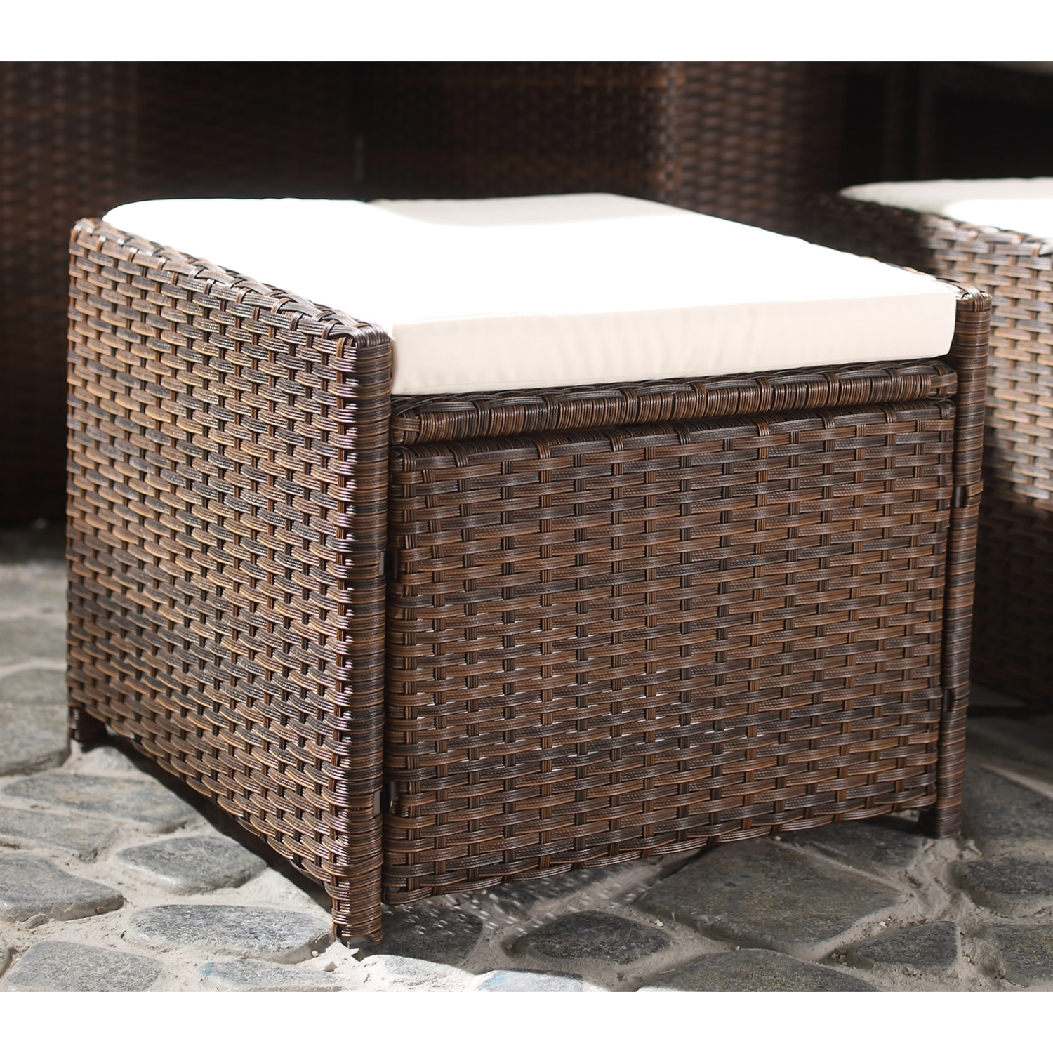Salon de jardin 8 places marron-blanc + housse de protection REGINA