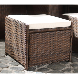 Salon de jardin 8 places marron-blanc + housse de protection REGINA
