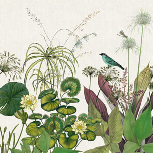 Serviette lin & coton lavé 150 g/m² imprimé multicolore Nenuphars parchemin