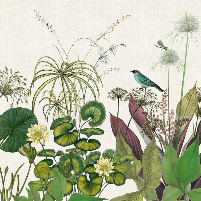 Serviette lin & coton lavé 150 g/m² imprimé multicolore Nenuphars parchemin