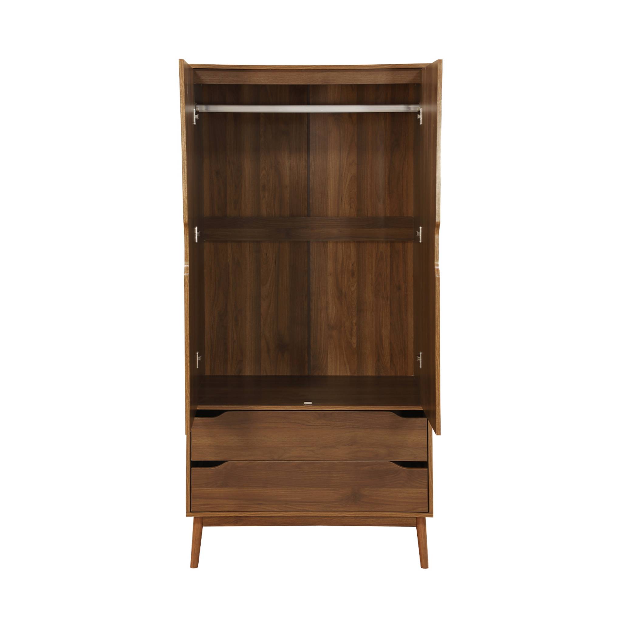 Armoire dressing vintage décor bois 2 portes. 2 tiroirs. 1 tringle