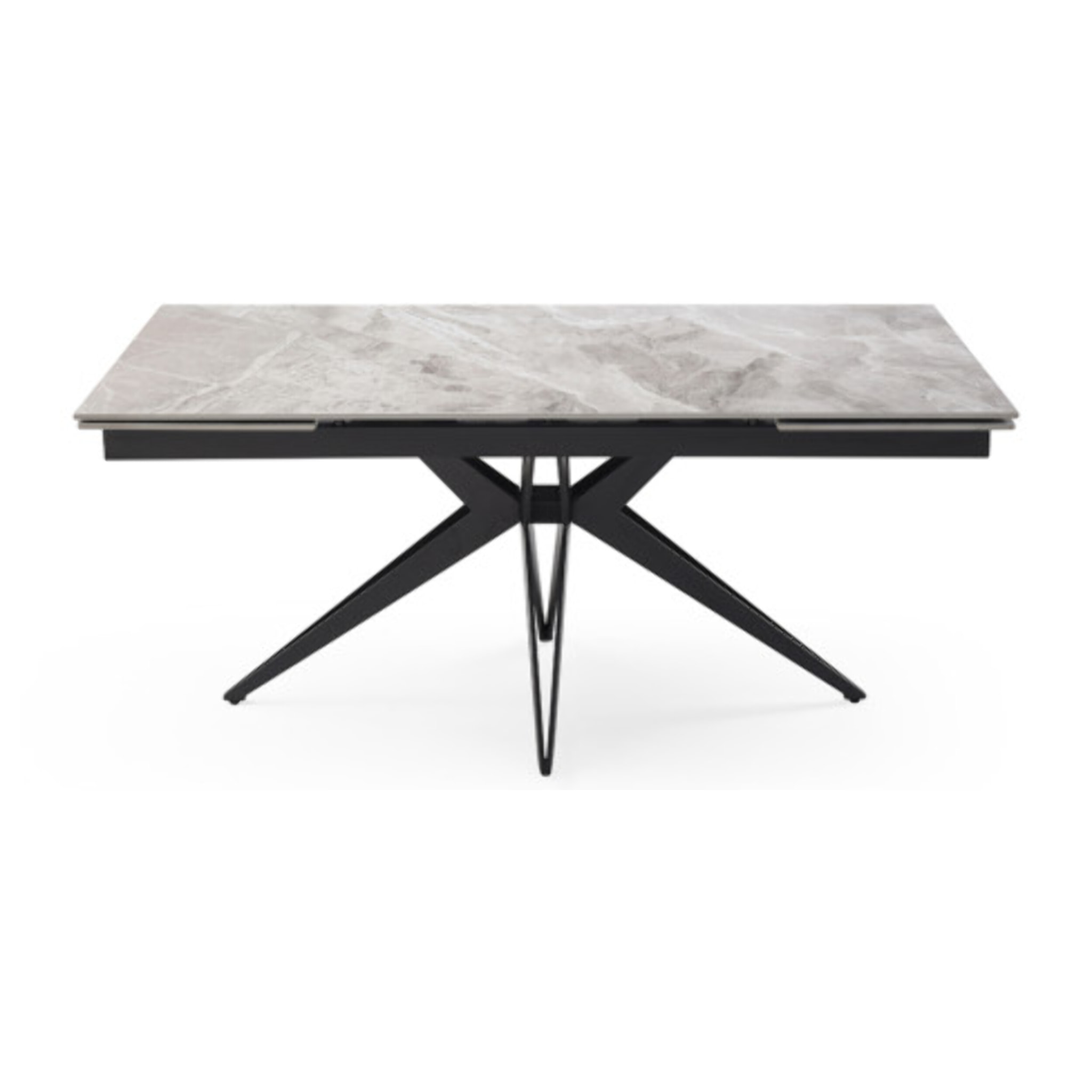Table extensible céramique gris marbré 180/260 cm - 8 piètements - UNIK