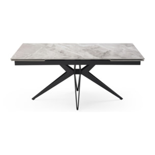 Table extensible céramique gris marbré 180/260 cm - 8 piètements - UNIK