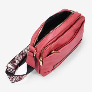 Bolso bandolera rojo con asa étnica