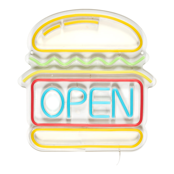 Lampe LED - HOME DECO FACTORY - Burger - Effet Néon - Multicolore